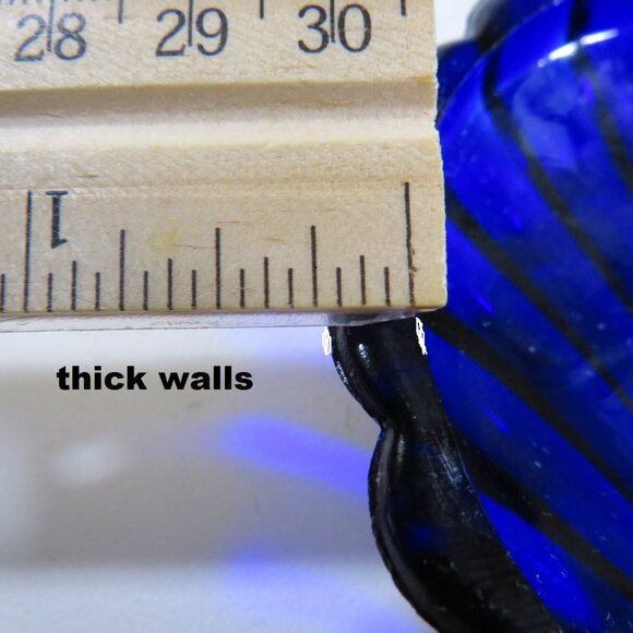 Sea Shell Blue Cobalt Glass Dish (sits by self) thick walled - Picture 5 of 7